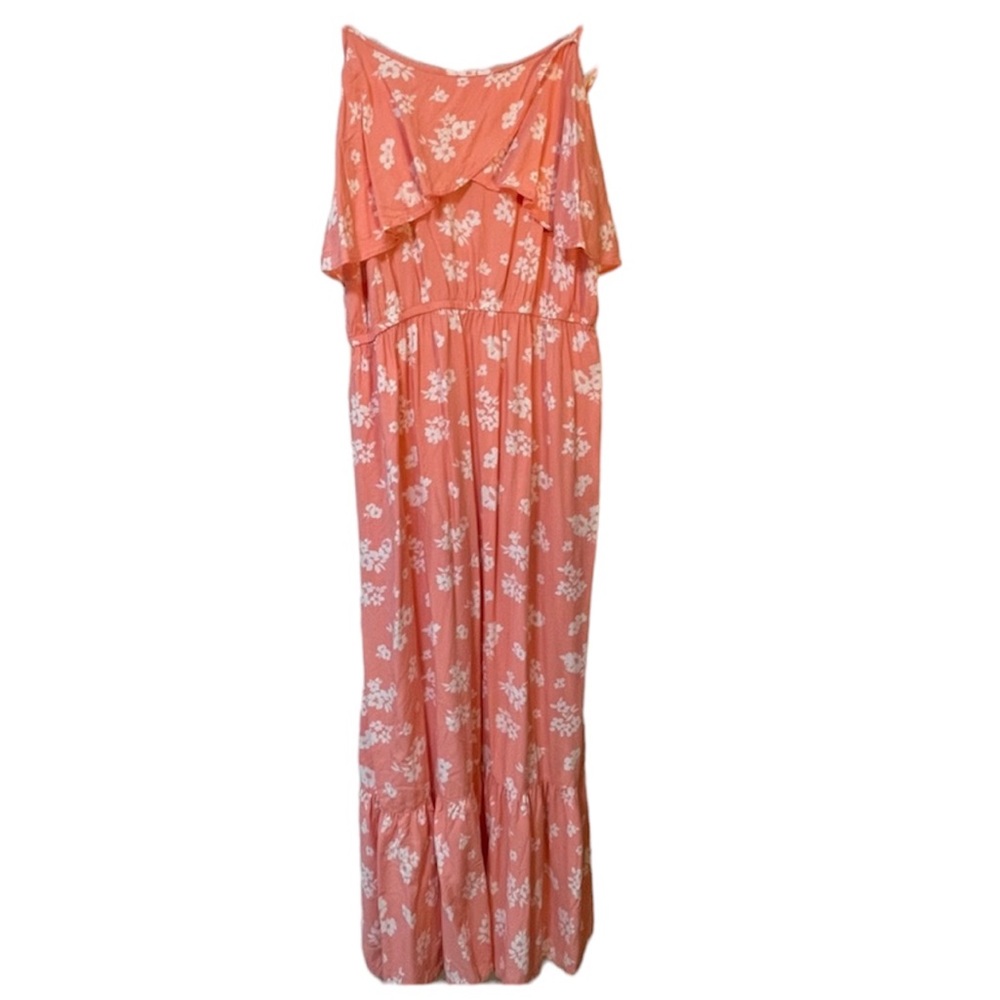 Payton & Parker Plus Peach Maxi Ruffle Dress